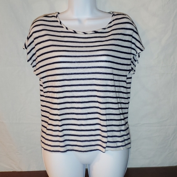 Christian Siriano horizontal striped linen top - Picture 1 of 14